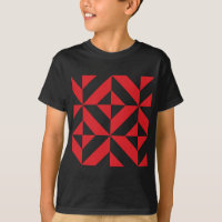 Cherry Red Geometric Deco Cube Pattern