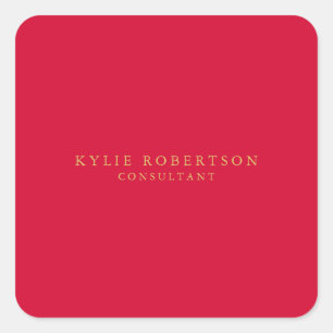 Cherry Red & Gold Colours Professional Trendy Plai Square Sticker