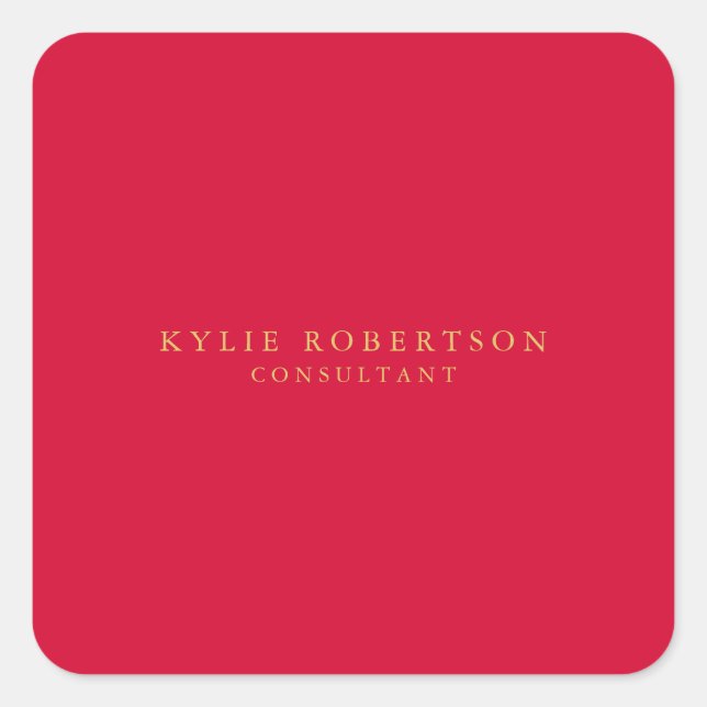 Cherry Red & Gold Colours Professional Trendy Plai Square Sticker (Front)