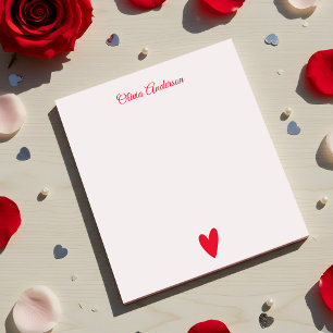 Cherry Red Heart  Valentines Day Personalized  Notepad