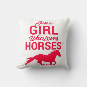 Cherry Red Just A Girl Who Loves Horses   Cushion