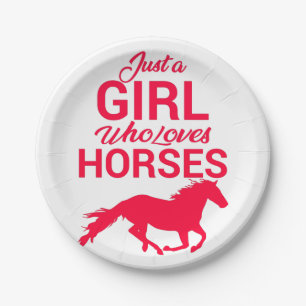 Cherry Red Just A Girl Who Loves Horses Paper Plate