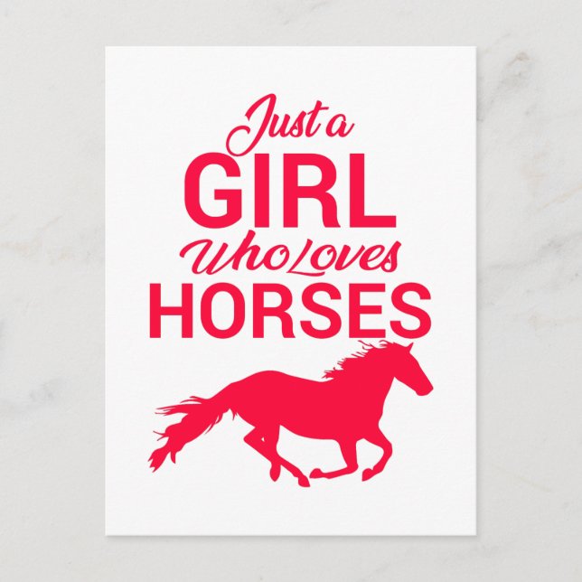 Cherry Red Just A Girl Who Loves Horses  Postcard (Front)