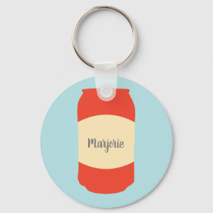 Cherry Red, Light Blue Seltzer Can Personalised Key Ring