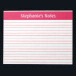 Cherry Red Lined 11 x 8.5 Landscape Personalised Notepad<br><div class="desc">Cherry Red Lined 11 x 8.5 Landscape Personalised Notepad These customisable notepads are simple for every day use or sending a formal note to someone from your home office or desk. You can also choose a variety of colours from our shop for your home office needs. Personalise these notepads with...</div>