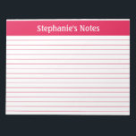 Cherry Red Lined 11 x 8.5 Landscape Personalised Notepad<br><div class="desc">Cherry Red Lined 11 x 8.5 Landscape Personalised Notepad These customisable notepads are simple for every day use or sending a formal note to someone from your home office or desk. You can also choose a variety of colours from our shop for your home office needs. Personalise these notepads with...</div>
