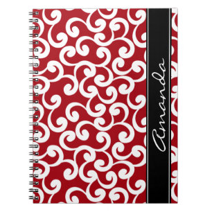 Cherry Red Monogrammed Elements Print Notebook
