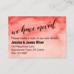 Cherry Red Ombre Watercolor We Have Moved Card