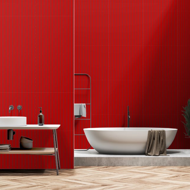 Cherry Red On Tomato Red Stripes Wallpaper (Bathroom)