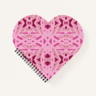 Cherry Red Pink Geometric Art Deco Valentine Gift Notebook