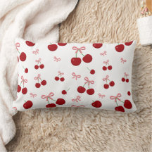 Cherry Red Ribbon Seamless Pattern Cute Fruit