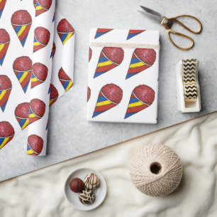 Cherry Red Shaved Ice Sno Snow Cone Snocone  Wrapping Paper