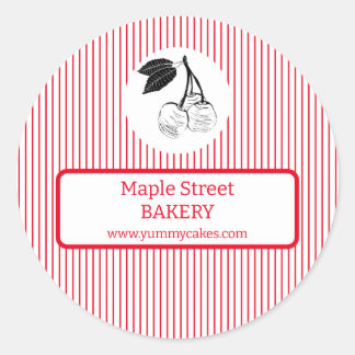 Cherry Red Stripes Business Label