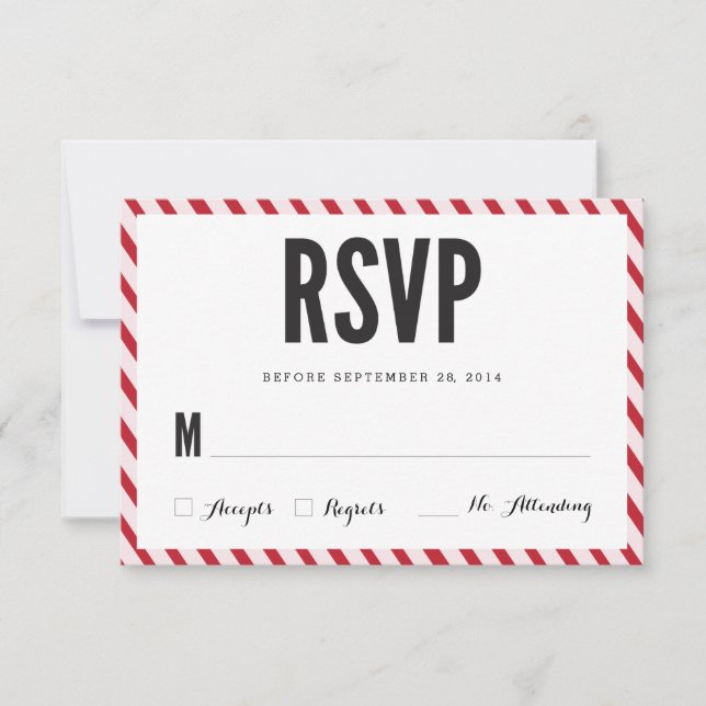 Cherry Red Stripes RSVP Response Card (Front)