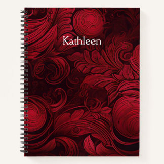 Cherry Red Swirl Feminine Personalised Notebook