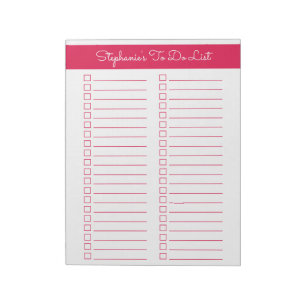 Cherry Red Vertical 8.5x11 Two Column Checklist Notepad