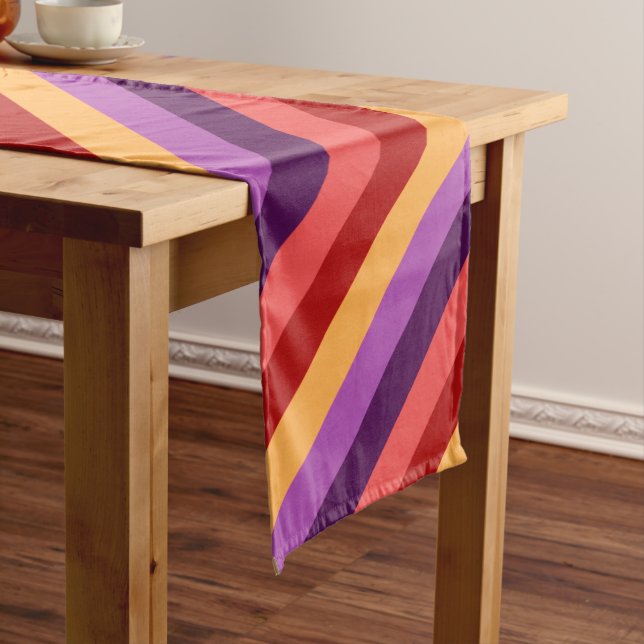 Cherry Red Violet Stripes Medium Table Runner (In Situ)