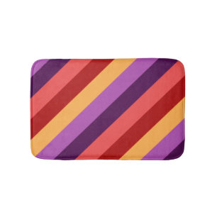 Cherry Red Violet Stripes Small Bath Mat