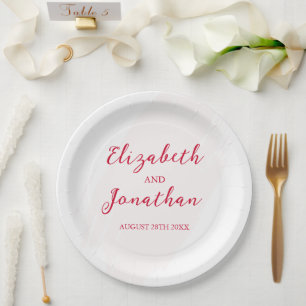 Cherry Red Wedding Paper Plate