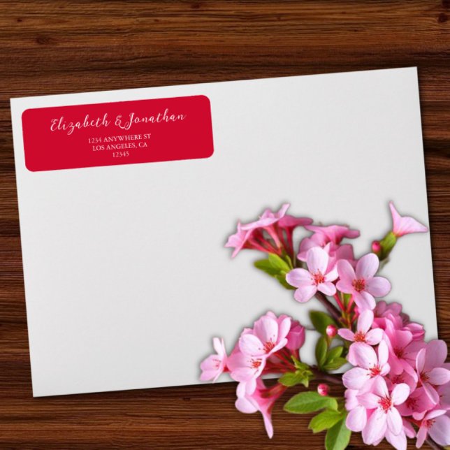 Cherry Red Wedding Return Address Label (Creator Uploaded)