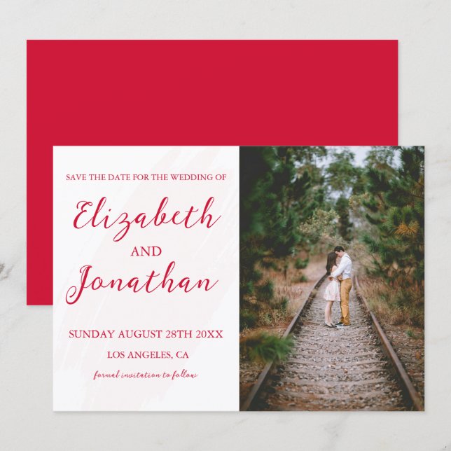 Cherry Red Wedding Save The Date (Front/Back)