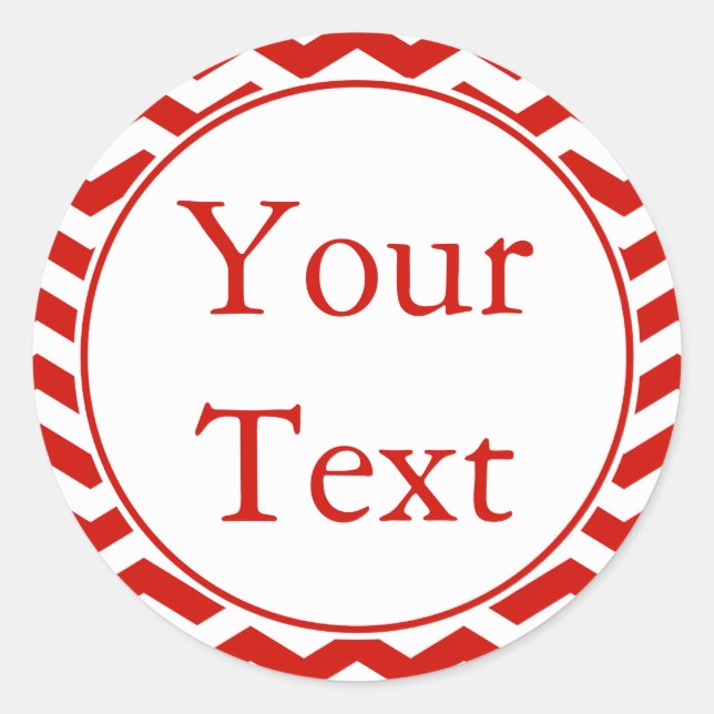 Cherry Red & White Sticker or Label w/ Custom Text (Front)