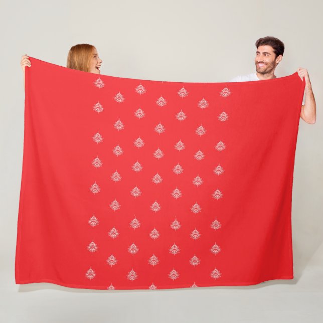 Cherry Red With Mandalas Fleece Blanket (In Situ)