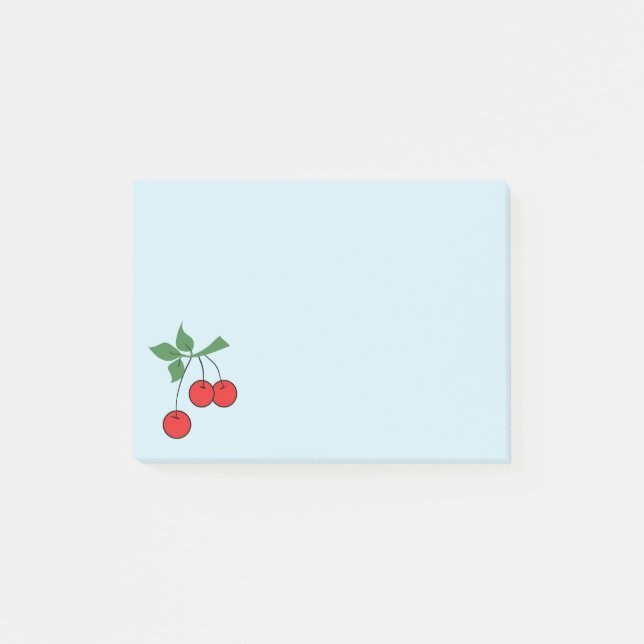 Cherry Retro Art Cherries Graphic Stylish Blue Post-it Notes (Front)