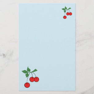 Cherry Retro Art Red Cherries Graphic Stationery