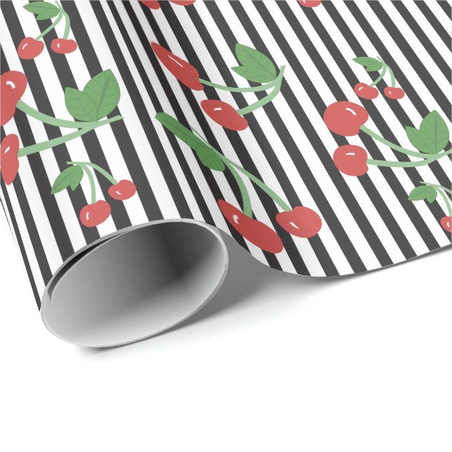 Cherry Roll - Stripes Wrapping Paper (Roll Corner)