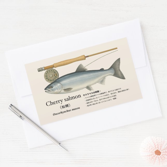 Cherry Salmon (Oncorhynchus maso – Japanese Rectangular Sticker (Envelope)