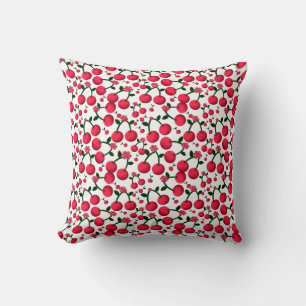 Cherry Seamless Pattern, Red Fruit Pattern,  Cushion