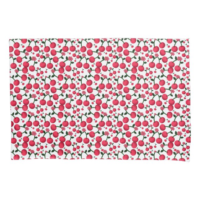 Cherry Seamless Pattern, Red Fruit Pattern, Cute C Pillowcase (Front)