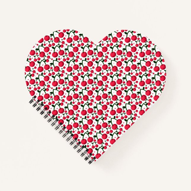 Cherry Seamless Pattern, Red Fruit Pattern, Notebook (Front)