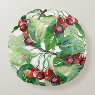 Cherry Seamless Pattern Round Cushion