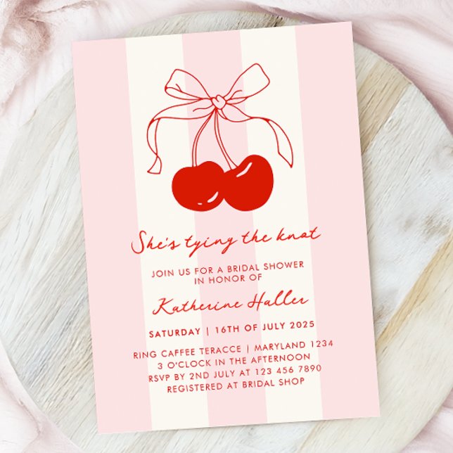 Cherry She's Tying the Knot Bridal Shower Invitation (Creator Uploaded)