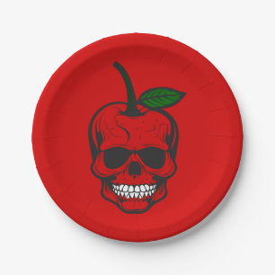 cherry skull halloween skeleton sinister menacing paper plate