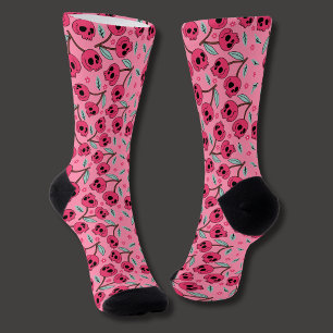 Cherry Skull Retro Groovy Girly Socks