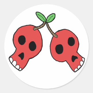 cherry skulls classic round sticker