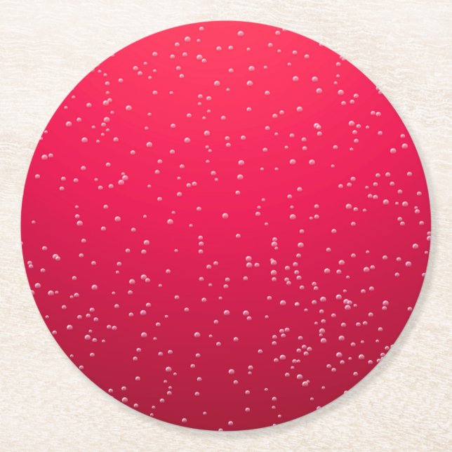 Cherry Soda with Tiny Bubbles Background Art Round Paper Coaster (Front)