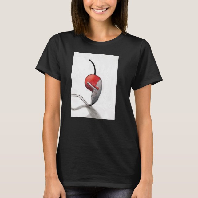 Cherry Spoon Hug Black t-shirt smaller sizes (Front)