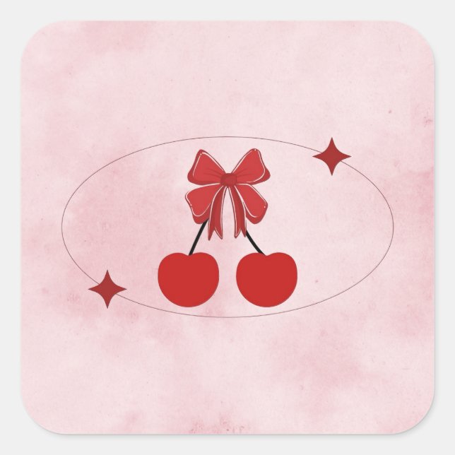 Cherry Square Sticker (Front)