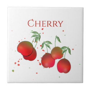 Cherry Stems Ceramic Tile, Small (4.25" x 4.25") Ceramic Tile