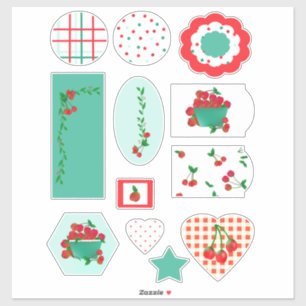 Cherry Stems, Plaid and Dots Cut Vinyl Stickers