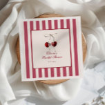 Cherry Striped Bridal Shower Napkin<br><div class="desc">She's the cherry on top! Celebrate the upcoming nuptials of your favourite bride-to-be in style with our vintage inspired bridal shower napkins! This design features beautiful watercolor cherries adorned with a white bow on a striped background.</div>