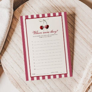 Cherry Striped Bridal Shower Where Were They Card