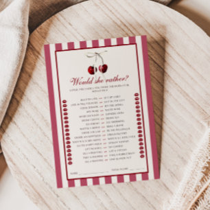 Cherry Striped Bridal Shower Would She Rather Card