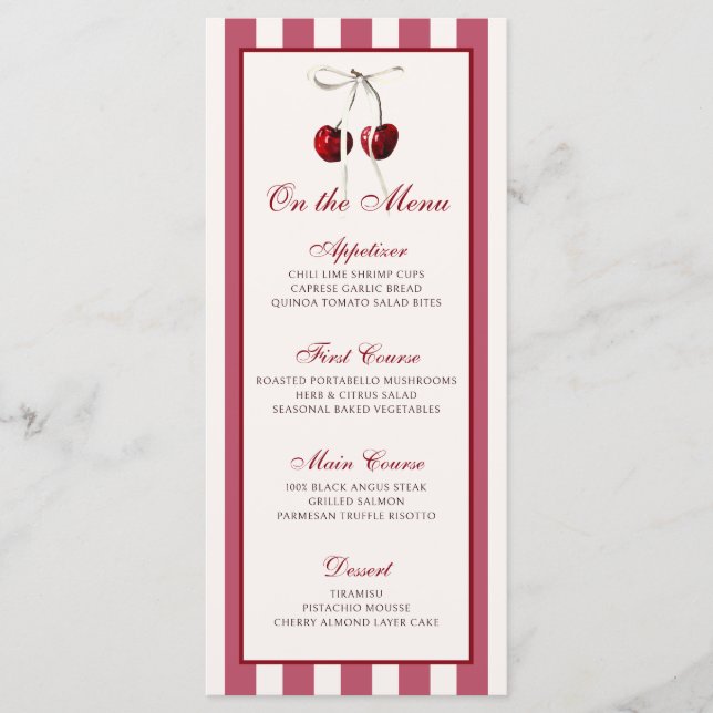 Cherry Striped  Menu (Front)