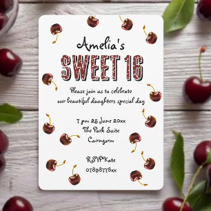 Cherry Sweet 16 Personalised Party Invitation