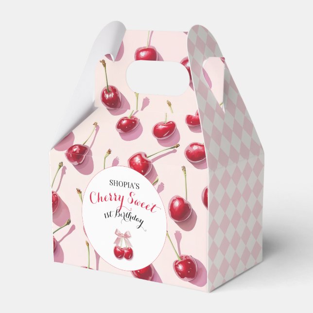 Cherry Sweet 1st Birthday Favour Box (Front Side)